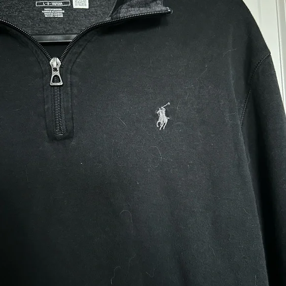 Polo by Ralph Lauren Men's Black Soft Touch Quarter-Zip Sweater - Picture 2 of 4